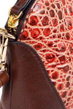 Unique Red Crocodile pattern Paitings Calf Leather Satchel Handbag