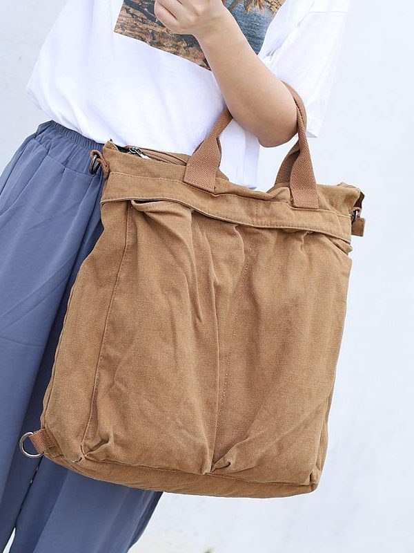 Unique Soft Surroundings Plus Size brown Canvas Square Backpack