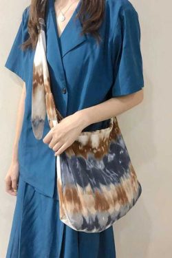 Unique Tie Dye Lace Up Canvas Messenger Bag