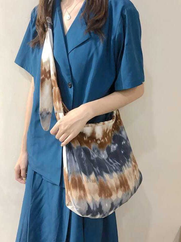 Unique Tie Dye Lace Up Canvas Messenger Bag