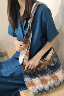 Unique Tie Dye Lace Up Canvas Messenger Bag