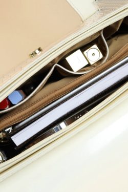 Unique White Alligator Pattern Zircon Faux Leather Tote Handbag