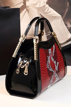 Unique White Embossed Zircon Calf Leather Tote Handbag