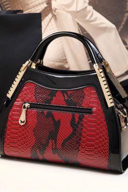 Unique White Embossed Zircon Calf Leather Tote Handbag