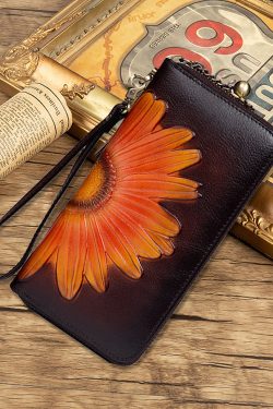 Unique Yellow Embossed Durable Calf Leather Wallet Purse