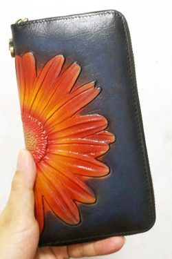 Unique Yellow Embossed Durable Calf Leather Wallet Purse