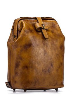 Unique Yellow Large Capacity Calf Leather Backpack Bag