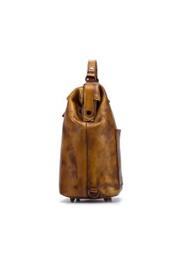 Unique Yellow Large Capacity Calf Leather Backpack Bag