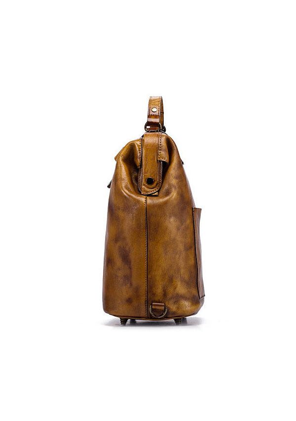 Unique Yellow Large Capacity Calf Leather Backpack Bag