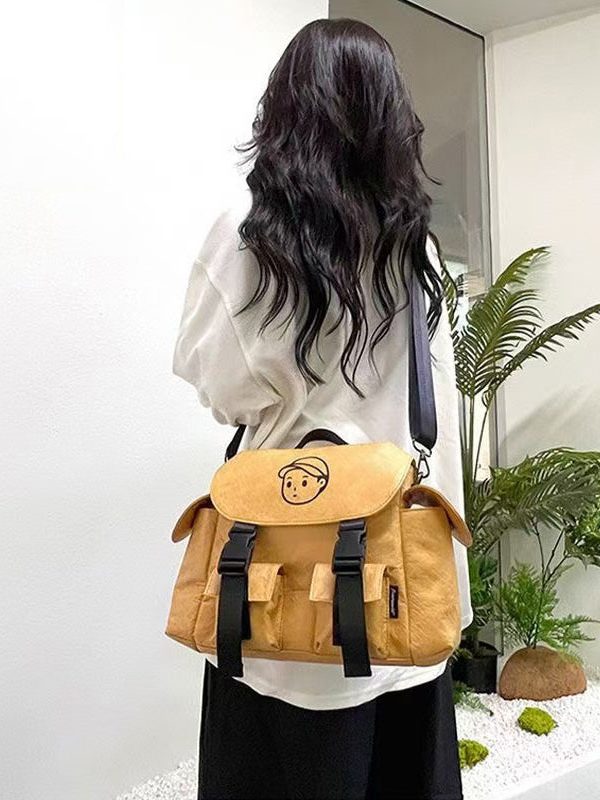 Unique Yellow Versatile Pockets Messenger Bag