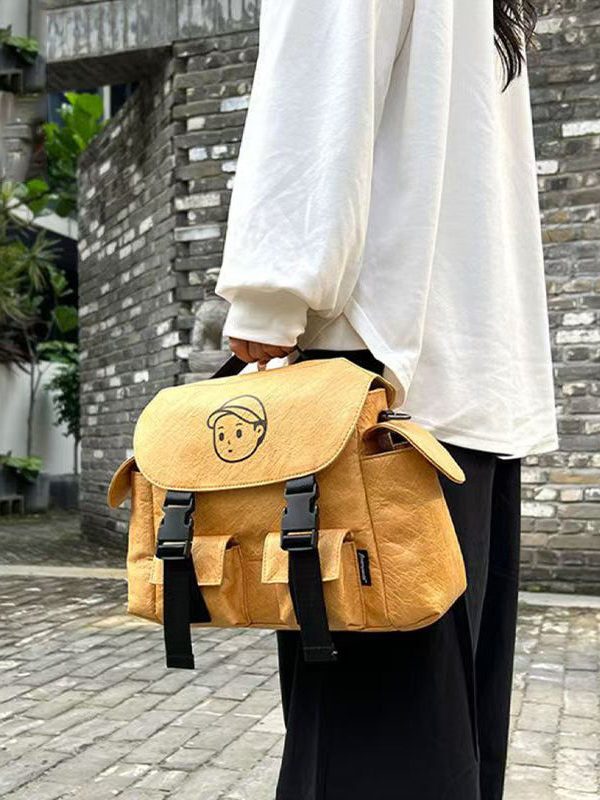 Unique Yellow Versatile Pockets Messenger Bag