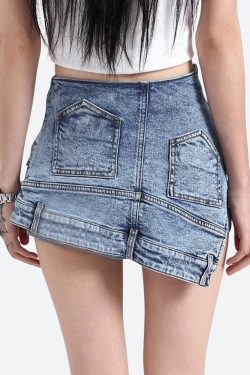Upside Down Denim Mini Shorts