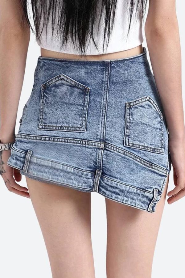 Upside Down Denim Mini Shorts