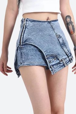 Upside Down Denim Mini Shorts
