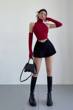 V-Shaped College Mini Skirt