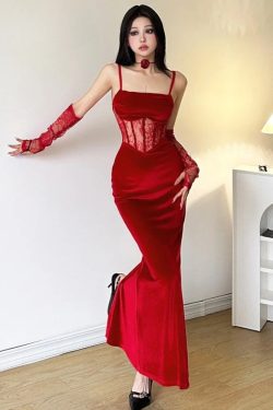 Velvet Lace Maxi Dress