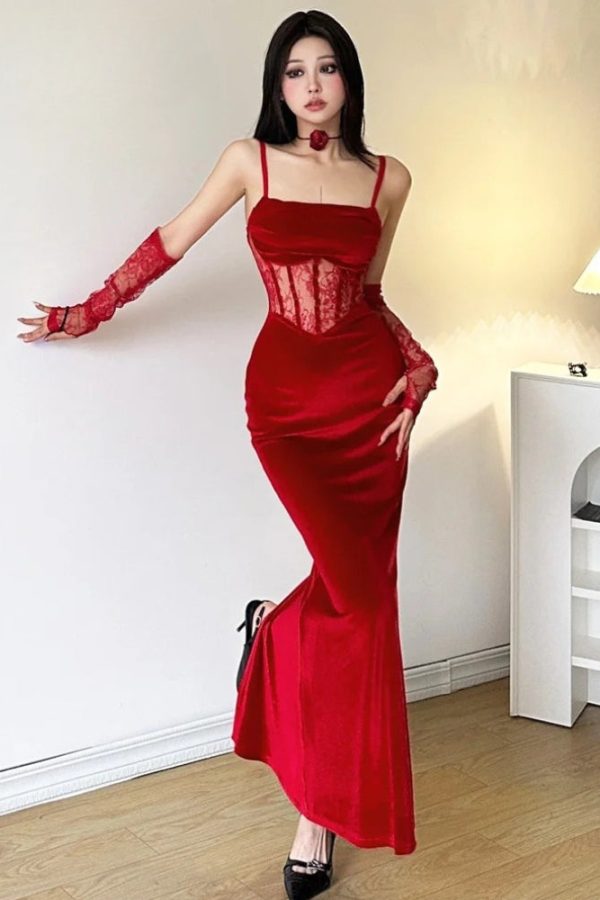 Velvet Lace Maxi Dress