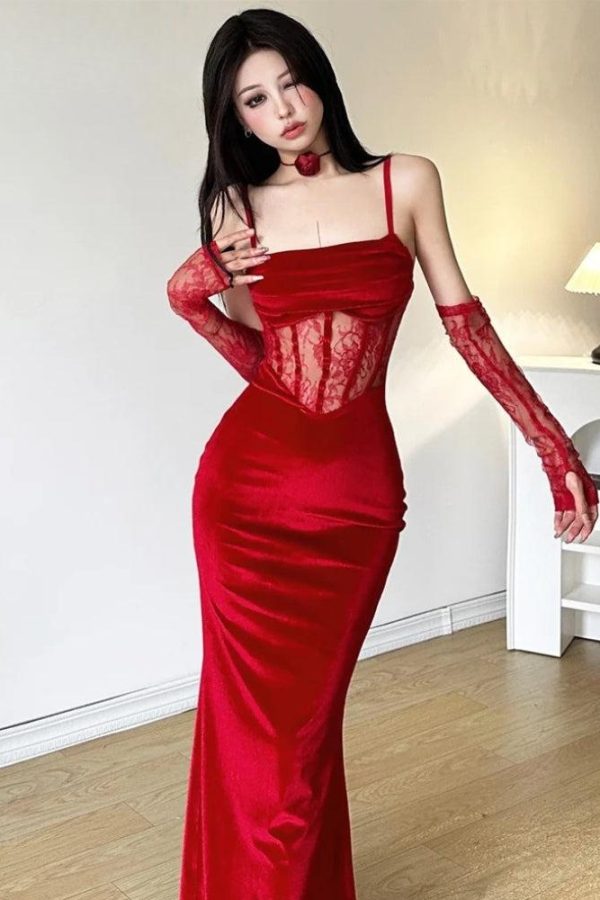 Velvet Lace Maxi Dress