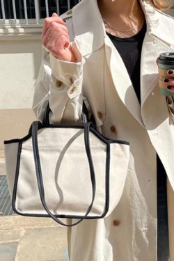 Versatile Beige Large Capacity Canvas Tote Handbag