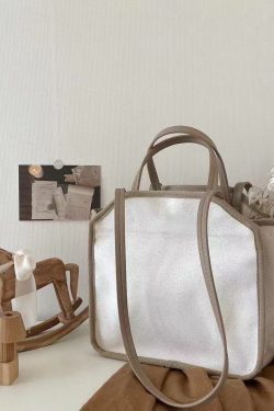 Versatile Beige Large Capacity Canvas Tote Handbag