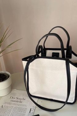 Versatile Beige Large Capacity Canvas Tote Handbag