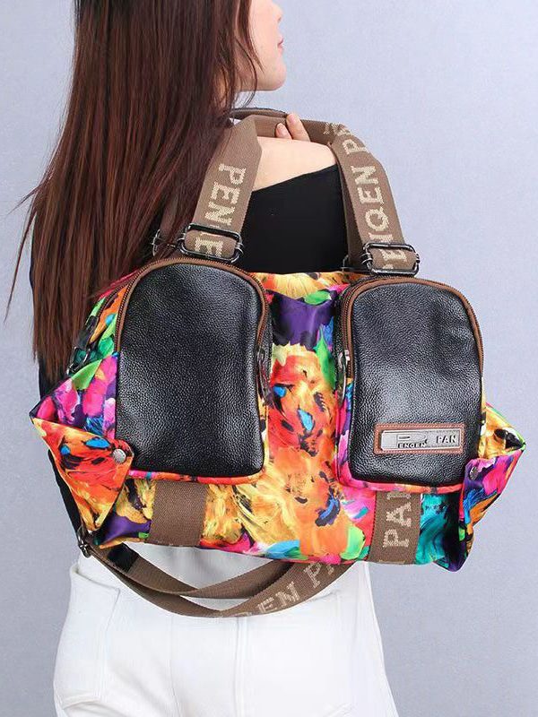 Versatile Casual Oversized Printed Patchwork Crossbody Bag