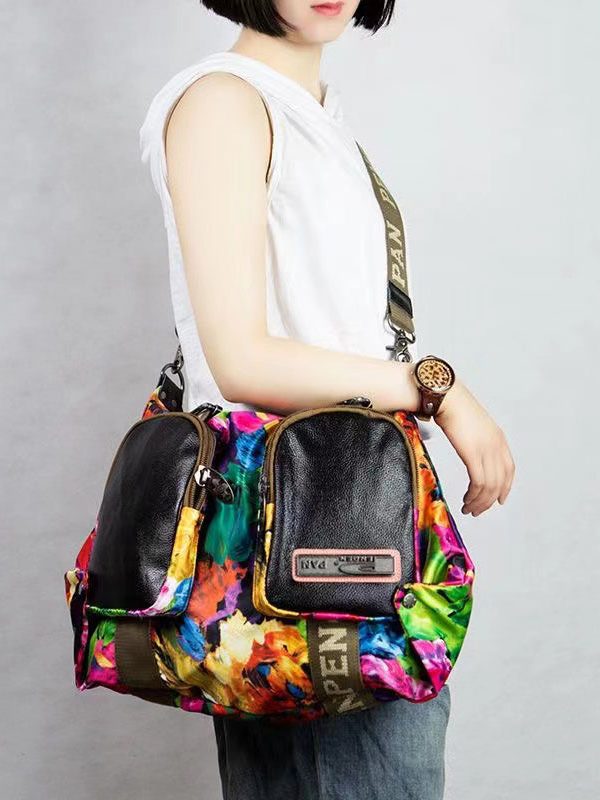 Versatile Casual Oversized Printed Patchwork Crossbody Bag