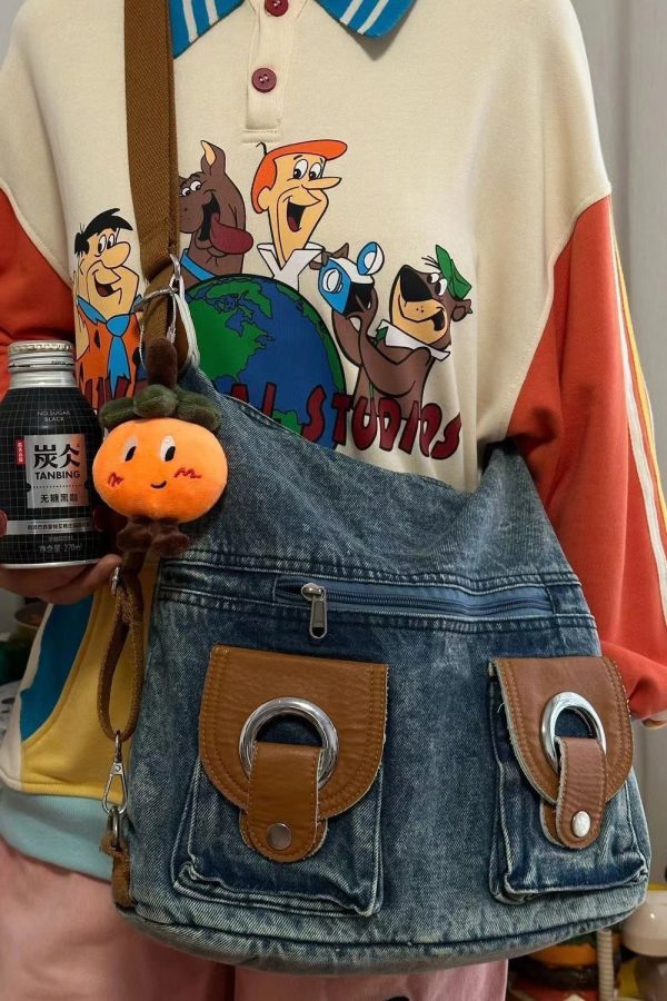 Versatile High-Capacity Denim One Shoulder Crossbody Bag