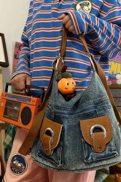 Versatile High-Capacity Denim One Shoulder Crossbody Bag