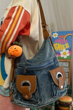 Versatile High-Capacity Denim One Shoulder Crossbody Bag