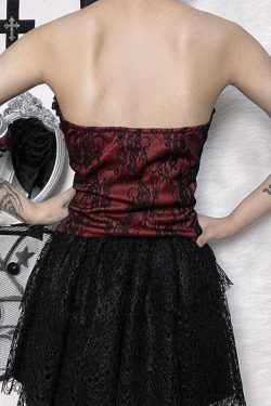 Victorian Goth Ribbon Detailed Corset Top