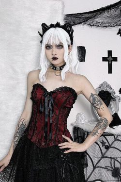 Victorian Goth Ribbon Detailed Corset Top