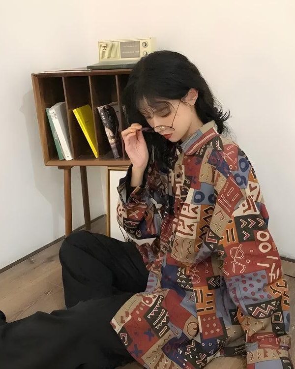 Vintage Abstract Designed Shirt