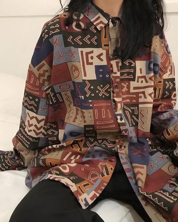 Vintage Abstract Designed Shirt