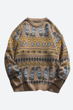Vintage Animal Figures Knitted Sweater