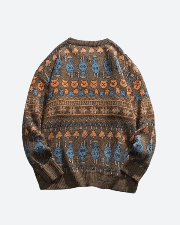 Vintage Animal Figures Knitted Sweater