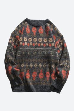 Vintage Animal Figures Knitted Sweater