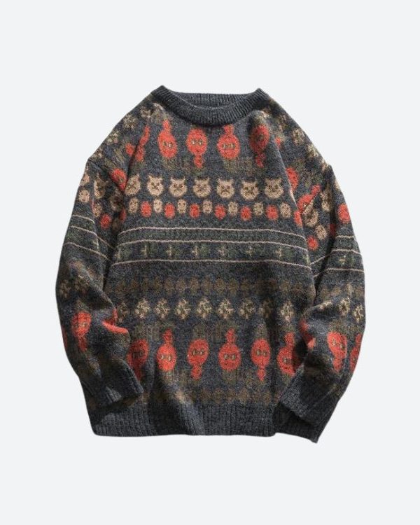 Vintage Animal Figures Knitted Sweater