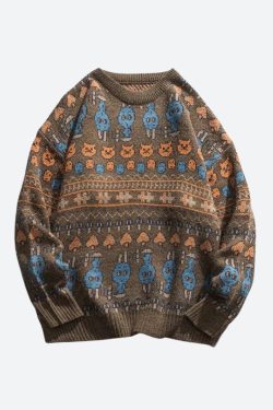 Vintage Animal Figures Knitted Sweater