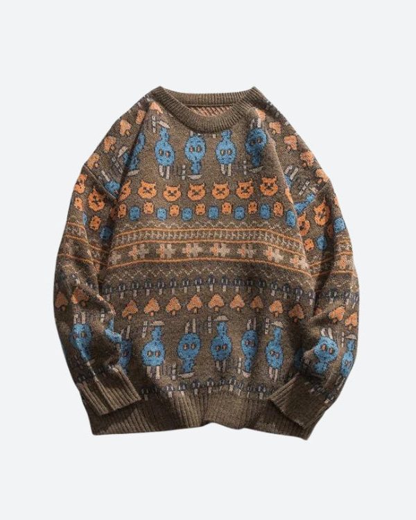 Vintage Animal Figures Knitted Sweater