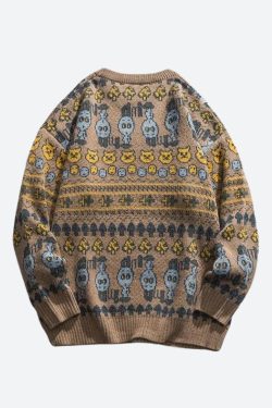 Vintage Animal Figures Knitted Sweater