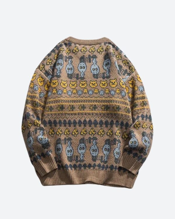 Vintage Animal Figures Knitted Sweater