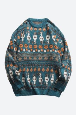 Vintage Animal Figures Knitted Sweater