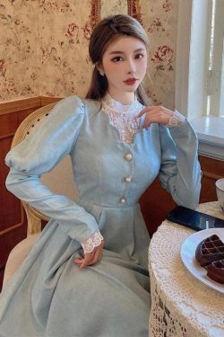 Vintage Balloon Sleeve Maxi Dress