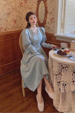 Vintage Balloon Sleeve Maxi Dress