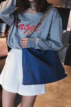 Vintage Blue Solid Canvas Tote Handbag