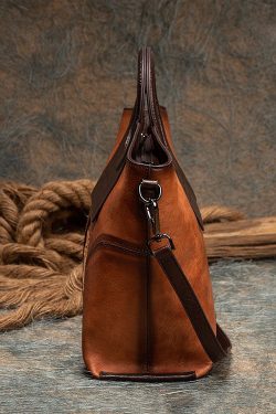 Vintage Brown Jacquard Patchwork Calf Leather Tote Handbag