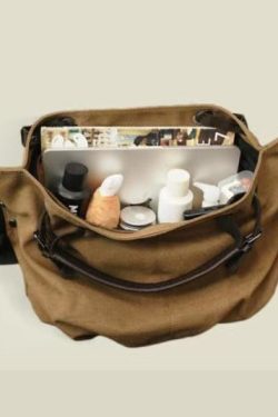 Vintage Brown Solid Durable Large Capacity Canvas Messenger Bag