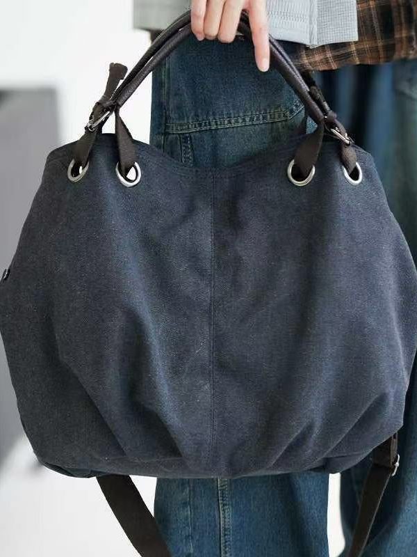 Vintage Brown Solid Durable Large Capacity Canvas Messenger Bag