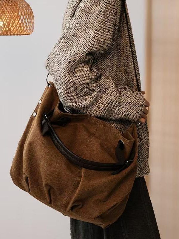 Vintage Brown Solid Durable Large Capacity Canvas Messenger Bag